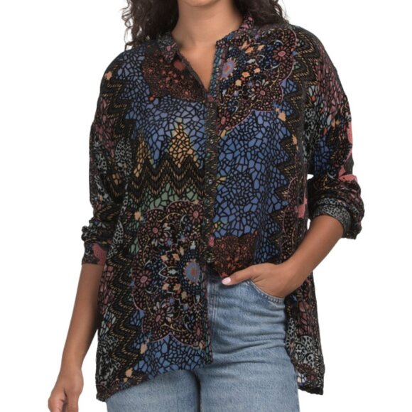 JOHNNY WAS Audrey Oversized Burnout Shirt NWT - Picture 1 of 2